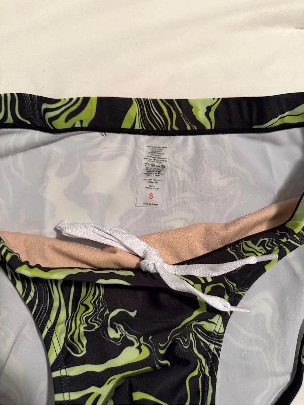 Men's 30-34” Green Marble Swim Briefs